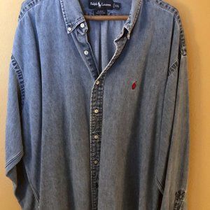 Ralph Lauren Men's Denim Button-up Shirt XXL